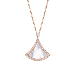 18K ROSE GOLD MOTHER OF PEARL AND DIAMOND NECKLACE