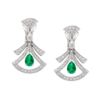 18K WHITE GOLD EMERALD AND DIAMOND EARRING