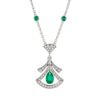 18K WHITE GOLD EMERALD AND DIAMOND NECKLACE