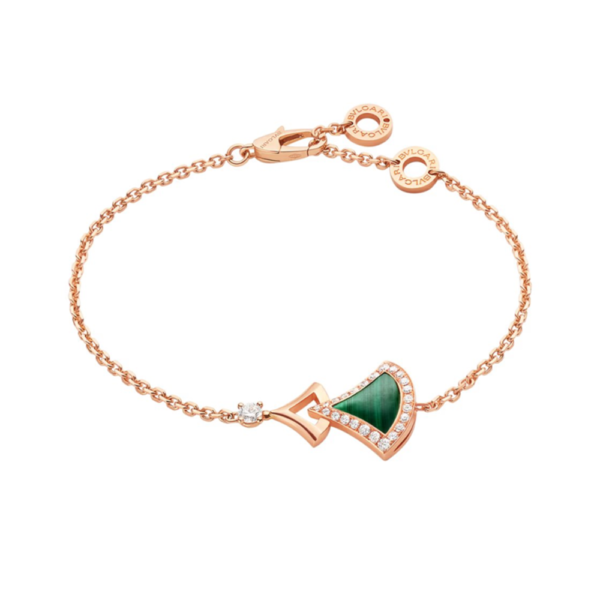 18K ROSE GOLD MALACHITE AND DIAMOND BRACELET