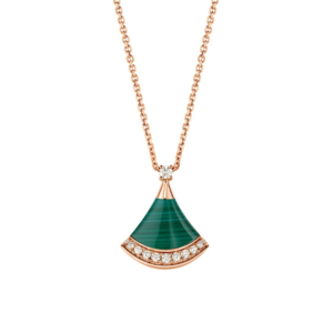 18K ROSE GOLD MALACHITE AND DIAMOND NECKLACE