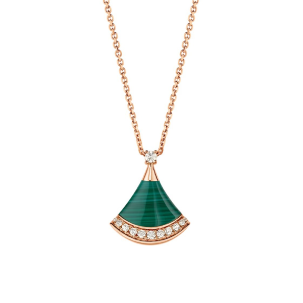 18K ROSE GOLD MALACHITE AND DIAMOND NECKLACE