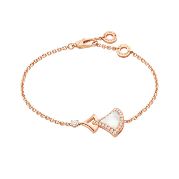 18K ROSE GOLD MOTHER OF PEARL AND DIAMOND BRACELET