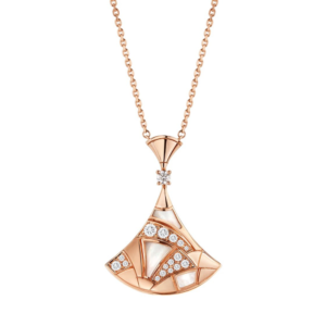 18K WHITE GOLD MOTHER PEARL AND DIAMOND NECKLACE