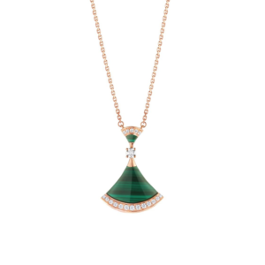 18K ROSE GOLD MALACHITE AND DIAMOND MEDIUM NECKLACE