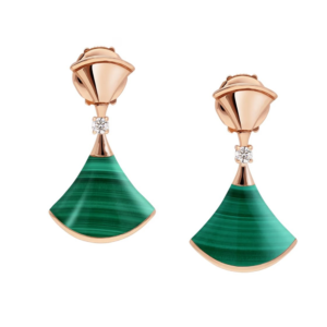 18K ROSE GOLD MALACHITE AND DIAMOND EARRING