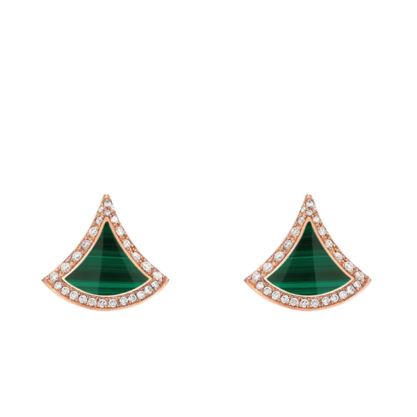 18K ROSE GOLD MALACHITE AND DIAMOND EARRING