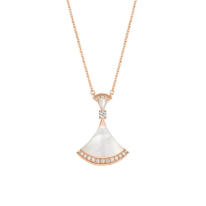 18K ROSE GOLD MOTHER OF PEARL AND DIAMOND MEDIUM NECKLACE