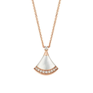 18K ROSE GOLD MOTHER OF PEARL AND DIAMOND NECKLACE