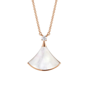 18K ROSE GOLD MOTHER OF PEARL AND DIAMOND MEDIUM NECKLACE
