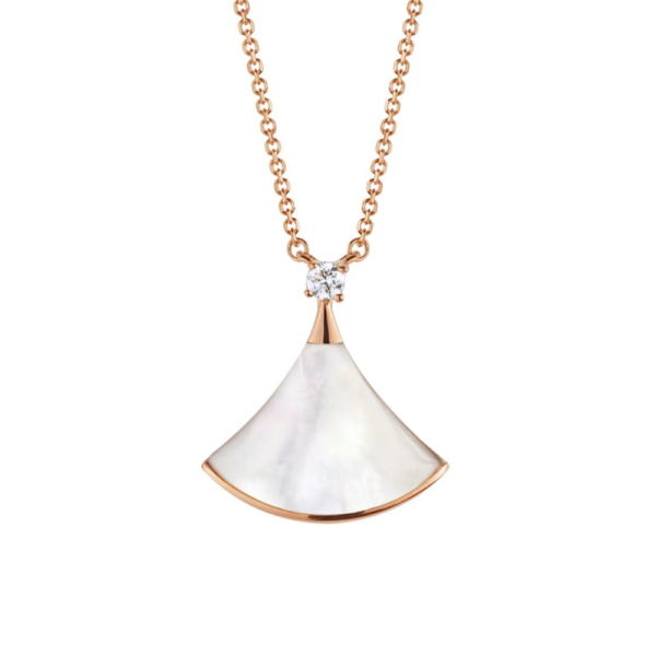 18K ROSE GOLD MOTHER OF PEARL AND DIAMOND MEDIUM NECKLACE
