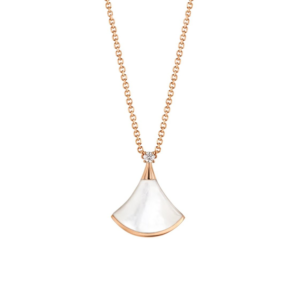 18K ROSE GOLD MOTHER OF PEARL AND DIAMOND NECKLACE
