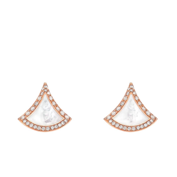 18K ROSE GOLD MOTHER OF PEARL AND DIAMOND EARRING