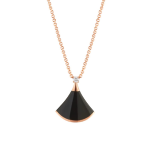 18K ROSE GOLD ONYX AND DIAMOND NECKLACE