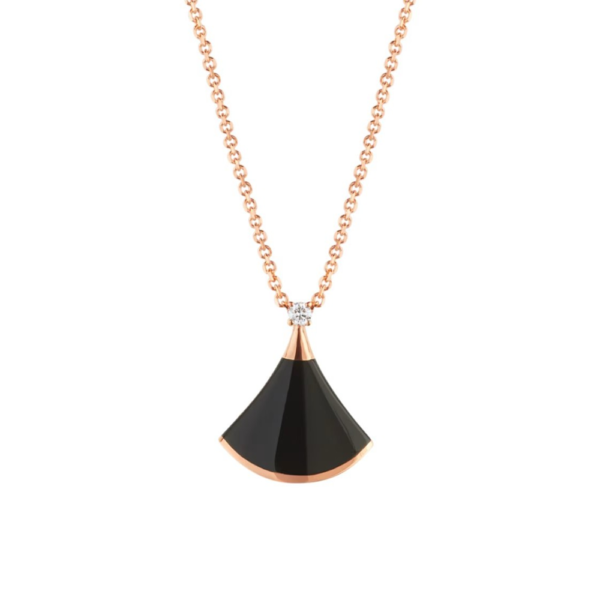 18K ROSE GOLD ONYX AND DIAMOND NECKLACE