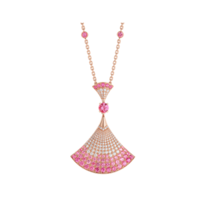 18K ROSE GOLD SAPPHIRE AND DIAMOND NECKLACE