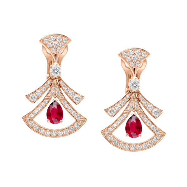 18K ROSE GOLD RUBY AND DIAMOND EARRING