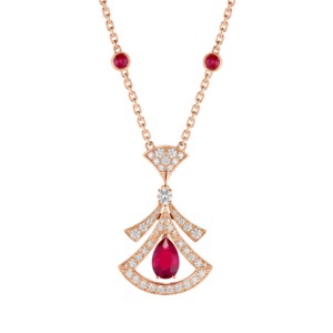 18K ROSE GOLD RUBY AND DIAMOND NECKLACE