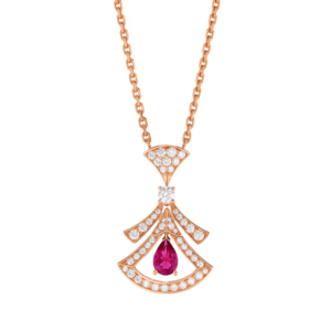 18K ROSE GOLD RUBELLITE AND DIAMOND NECKLACE