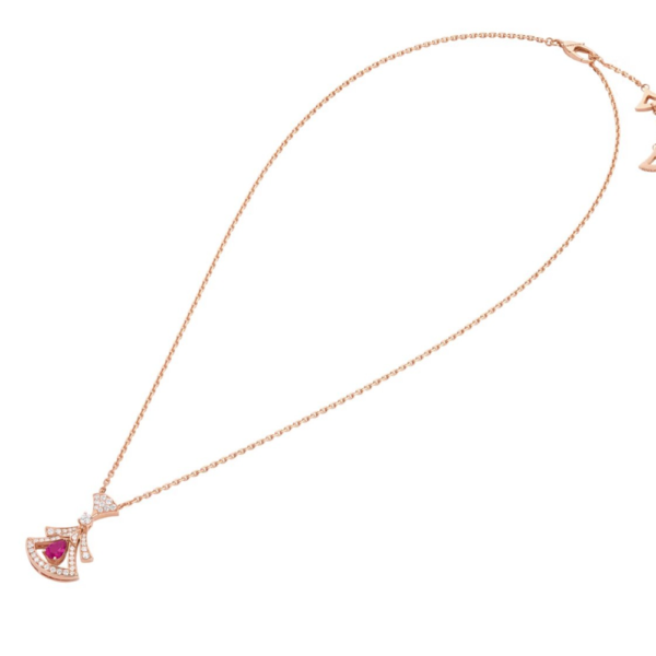 18K ROSE GOLD RUBELLITE AND DIAMOND NECKLACE
