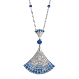 18K WHITE GOLD SAPPHIRE AND DIAMOND NECKLACE