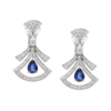 18K WHITE GOLD SAPPHIRE AND DIAMOND EARRING