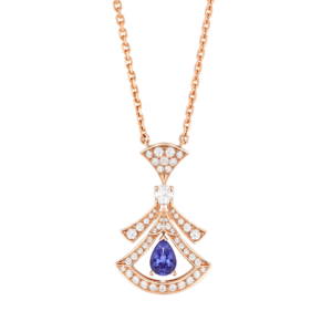 18K ROSE GOLD TANZANITE AND DIAMOND NECKLACE