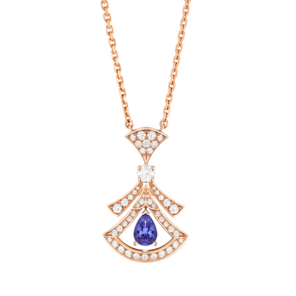 18K ROSE GOLD TANZANITE AND DIAMOND NECKLACE