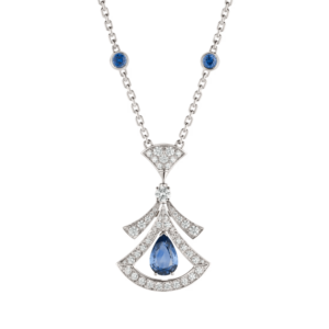 18K WHITE GOLD SAPPHIRE AND DIAMOND NECKLACE