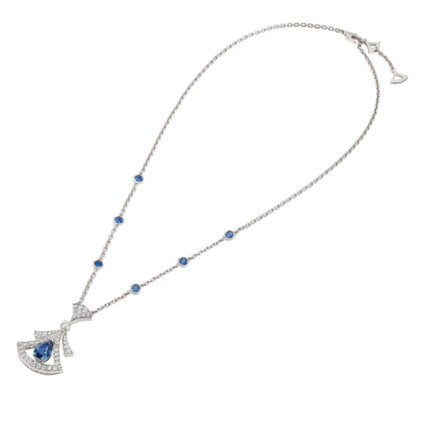 18K WHITE GOLD SAPPHIRE AND DIAMOND NECKLACE