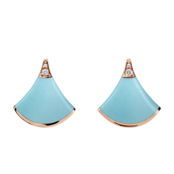 18K ROSE GOLD TURQUOISE AND DIAMOND EARRING