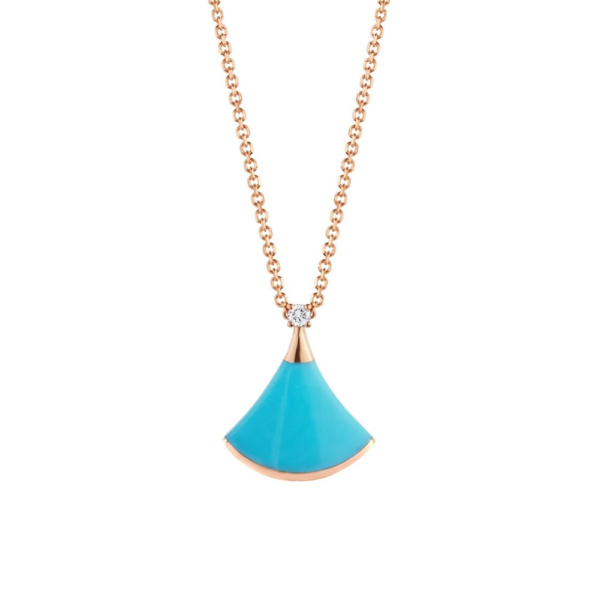18K ROSE GOLD TURQUOISE AND DIAMOND NECKLACE