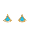 18K YELLOW GOLD TURQUOISE AND DIAMOND EARRING