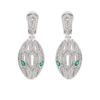 18K WHITE GOLD EMERALD AND DIAMOND EARRING