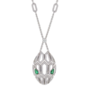 18K WHITE GOLD EMERALD AND DIAMOND NECKLACE