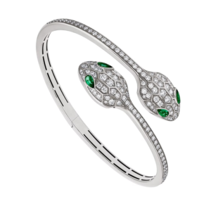 18K WHITE GOLD EMERALD AND DIAMOND BRACELET