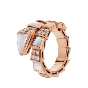 18K ROSE GOLD MOTHER OF PEARL AND DIAMOND RING