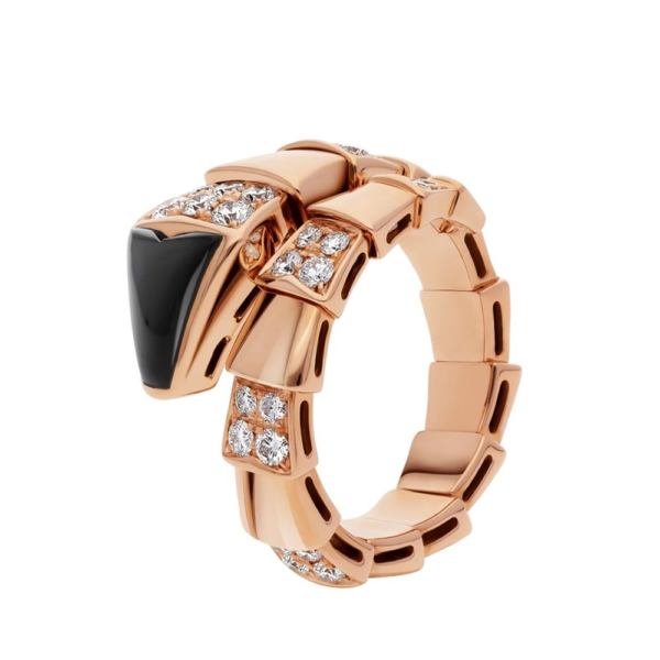 18K ROSE GOLD ONYX AND DIAMOND RING