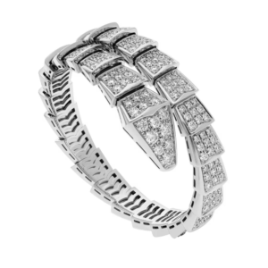 18K WHITE GOLD DIAMOND THICK BANGLE