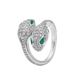 18K WHITE GOLD EMERALD AND DIAMOND RING