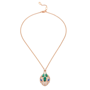 18K ROSE GOLD SAPPHIRE, MALACHITE AND DIAMOND NECKLACE