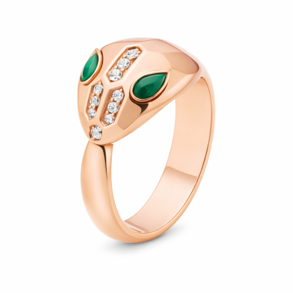 18K ROSE GOLD MALACHITE AND DIAMOND RING