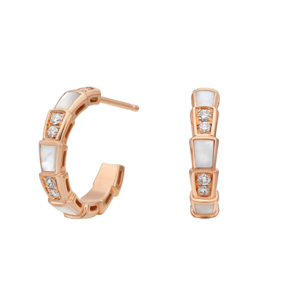 18K ROSE GOLD MOTHER OF PEARL AND DIAMOND EARRING