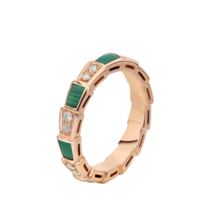18K ROSE GOLD MALACHITE AND DIAMOND THIN RING