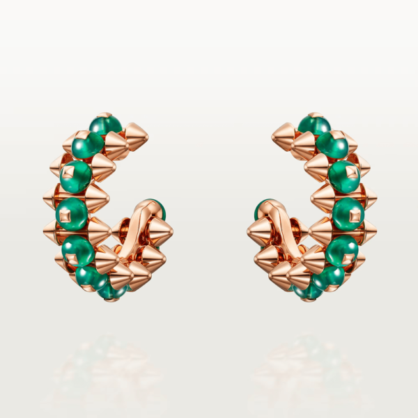 18K ROSE GOLD GREEN AGATE EARRING