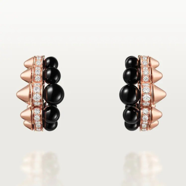 18K ROSE GOLD ONYX AND DIAMOND EARRING