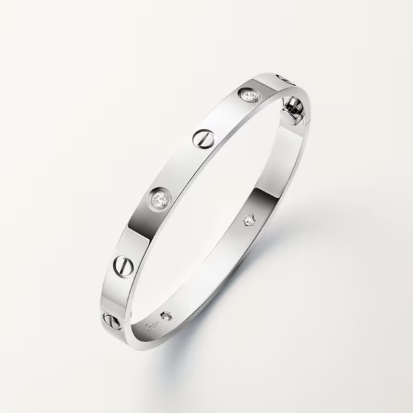 18K WHITE GOLD 4 DIAMOND THICK BRACELET