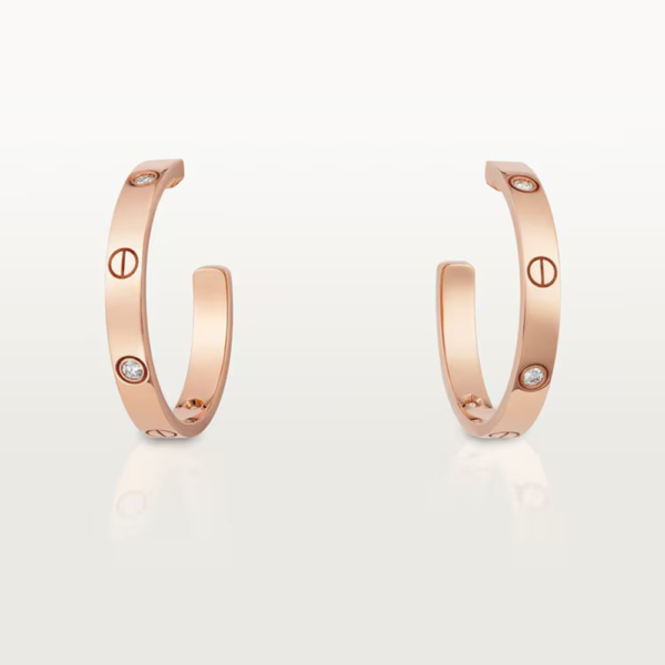 18K ROSE GOLD 6 DIAMOND HOOP EARRING