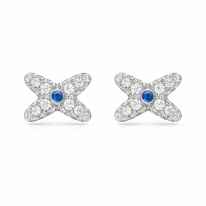18K WHITE GOLD SAPPHIRE AND DIAMOND EARRING