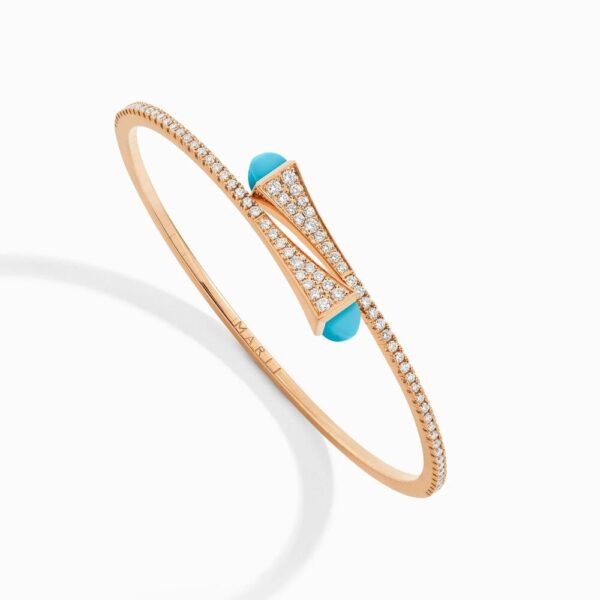 18K ROSE GOLD TURQUOISE AND DIAMOND THIN BRACELET